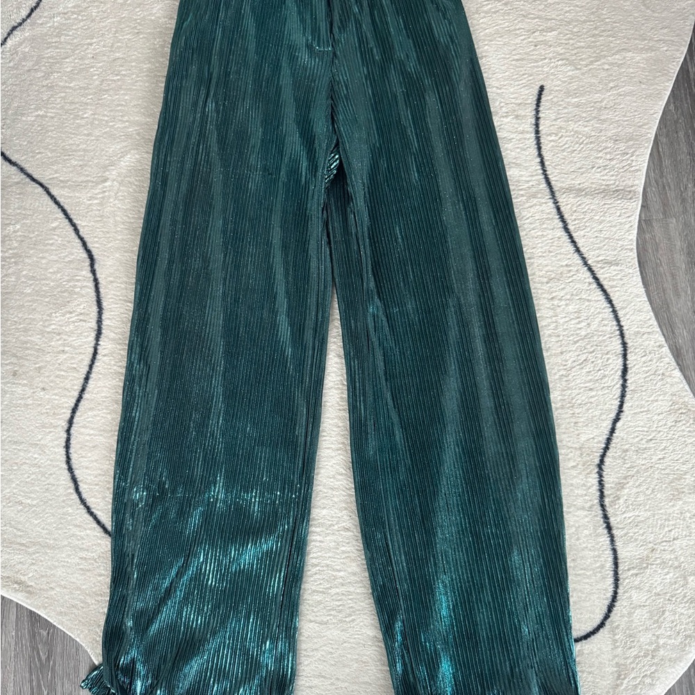 Teal sparkling shirt and pants set